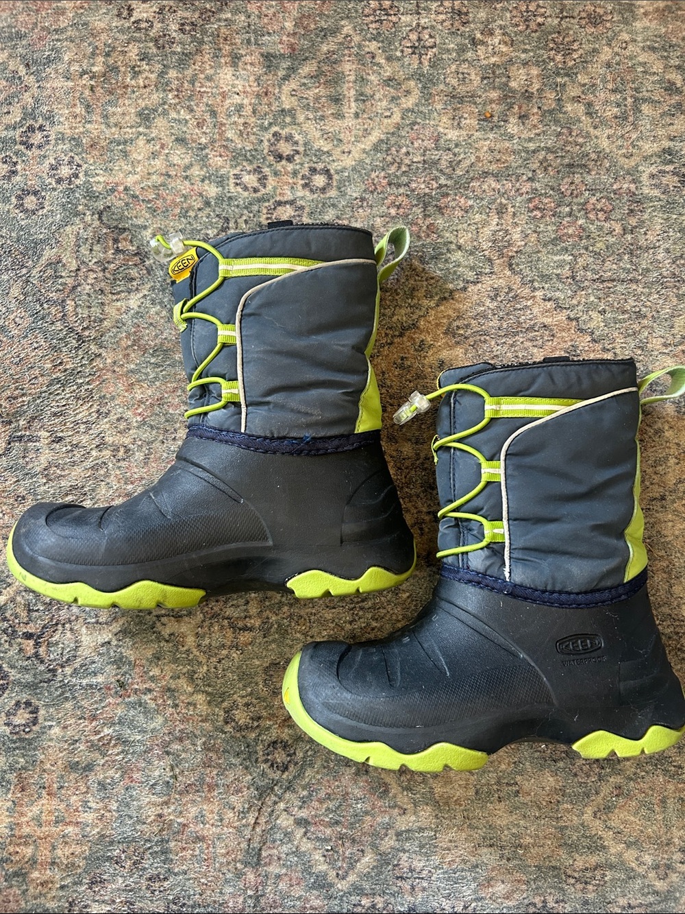 KEEN Kids Gray and Lime Green Snow Boots